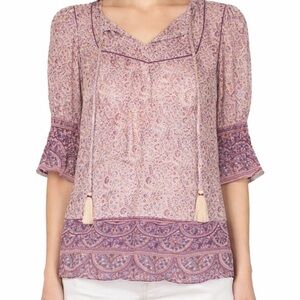 Sea New York Bella Short Sleeve Paisley Sheer blouse size 4